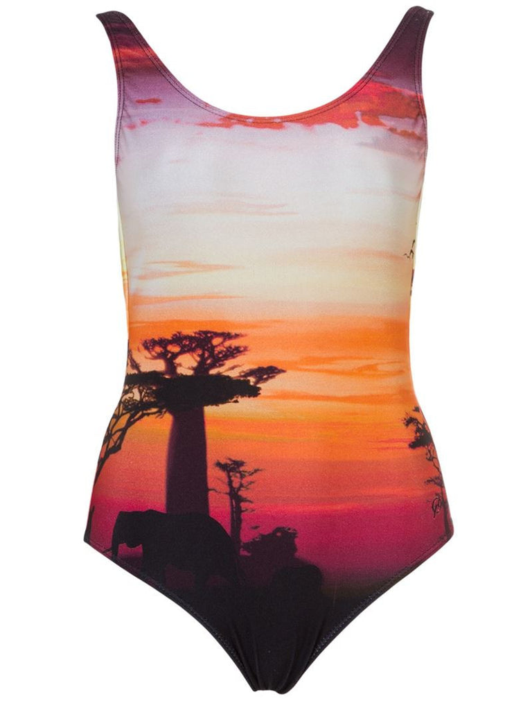 BLUE MAN African sunset print swimsuit