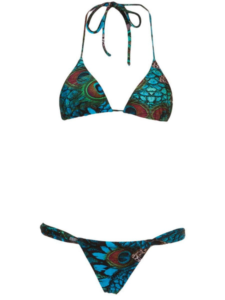 BLUE MAN peacock print bikini set