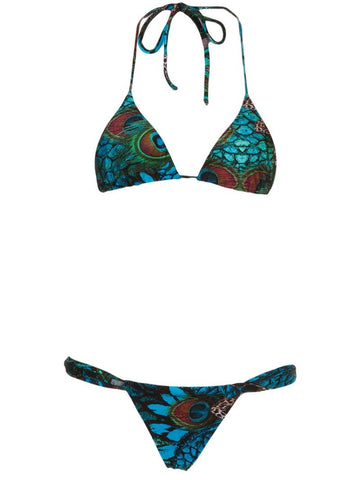 BLUE MAN peacock print bikini set